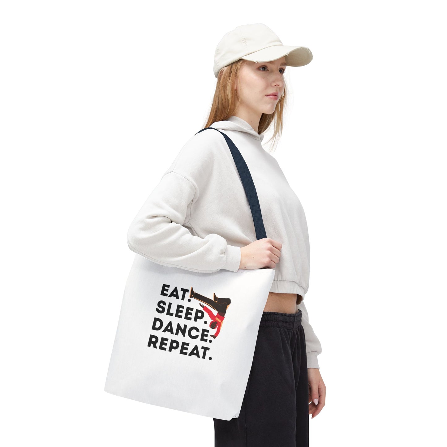 "Eat Sleep Dance Repeat" B-Boy Canvas Tote Bag – Hip-Hop Dancer Graphic Dance Tote for Everyday Use