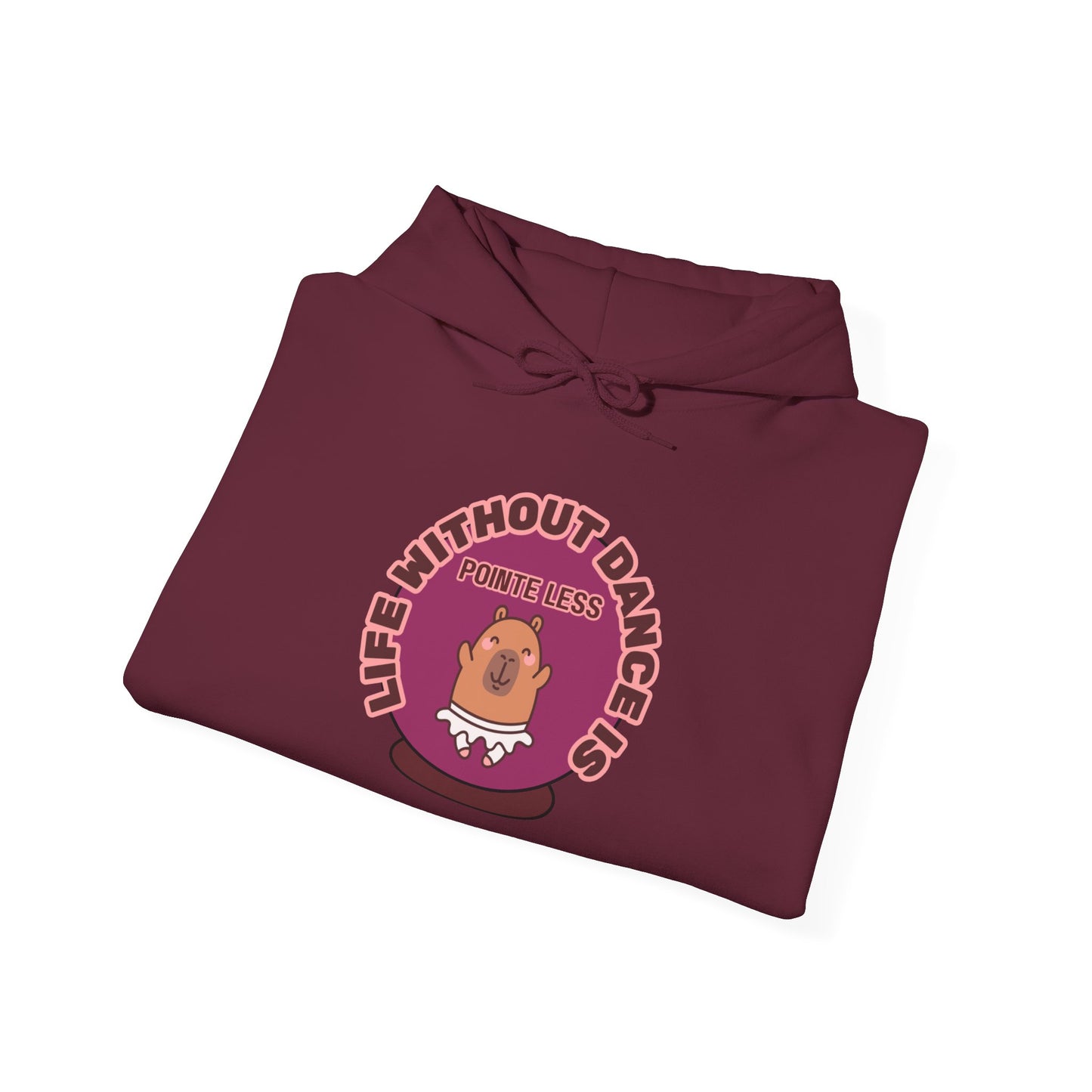 “Life Without Dance is Pointeless" Unisex Heavy Blend Hooded Sweatshirt – Cute Capybara Graphic Hoodie for Adults and Teens