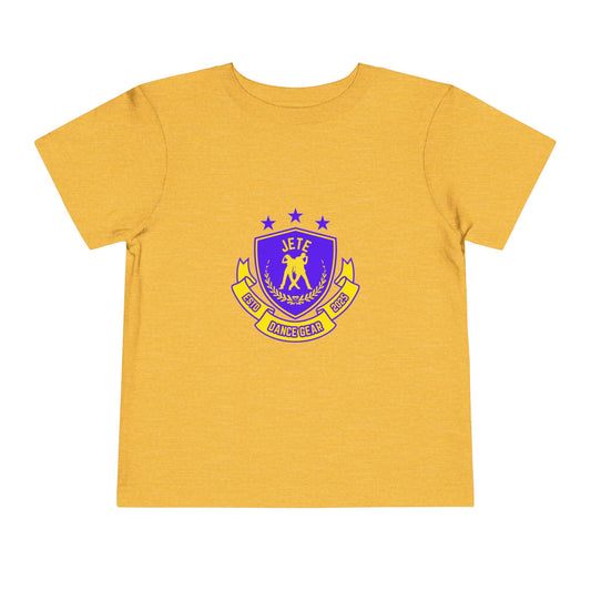 "Jeté Dance Gear" Toddler Dance T-Shirt – Collegiate-Inspired Dancer Graphic Short Sleeve Tee for Kids