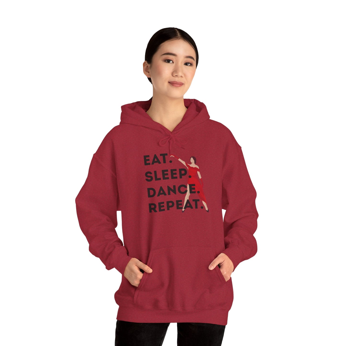 "Eat Sleep Dance Repeat" Unisex Dance Hoodie – Bold Graphic Sweatshirt for Dancers