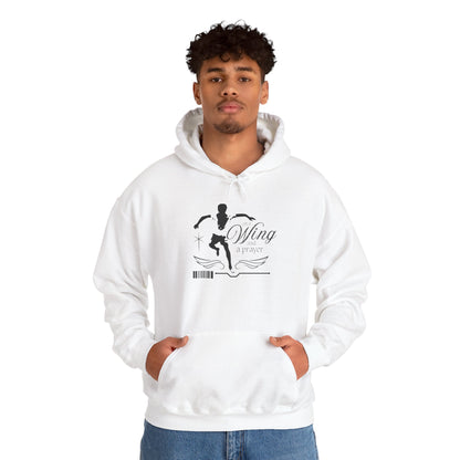 "On a Wing and a Prayer" Tap Dance Hoodie – Unisex Heavy Blend™ Hooded Sweatshirt with Streetwear-Inspired One-Footed Wing Dancer Graphic