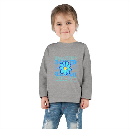 "Dancer" Toddler Long Sleeve Dance T-Shirt – Floral Text Graphic Shirt for Kids