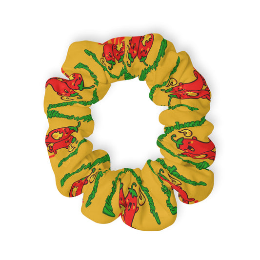 “What's a Pepper's Favorite Dance? Salsa!” Scrunchie – Funny Dance Pun Hair Accessory with Cute Pepper Graphic