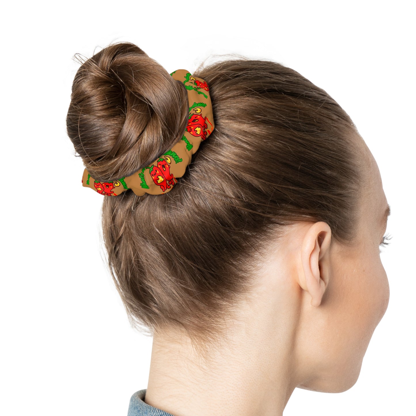 “What's a Pepper's Favorite Dance? Salsa!” Scrunchie – Funny Dance Pun Hair Accessory with Cute Pepper Graphic