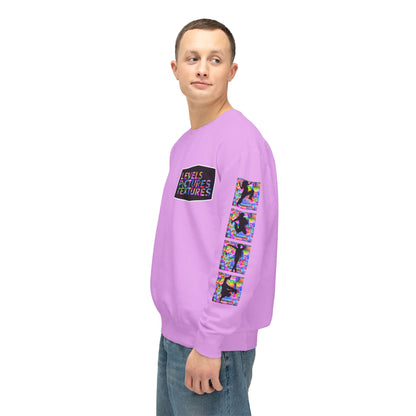 Levels Premium Collection Dance Crewneck Sweatshirt – Vibrant Unisex Streetwear Pullover with "Levels Pictures Textures" Front Text and Dancer Silhouettes on Sleeves