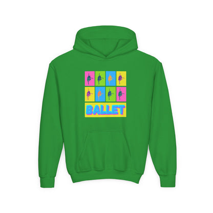 “Ballet” Pop Art Inspired Design with Ballet Dancer Graphics | Streetwear Ballet Hoodie for Kids & Young Dance Enthusiasts | Unisex Youth Hoodie
