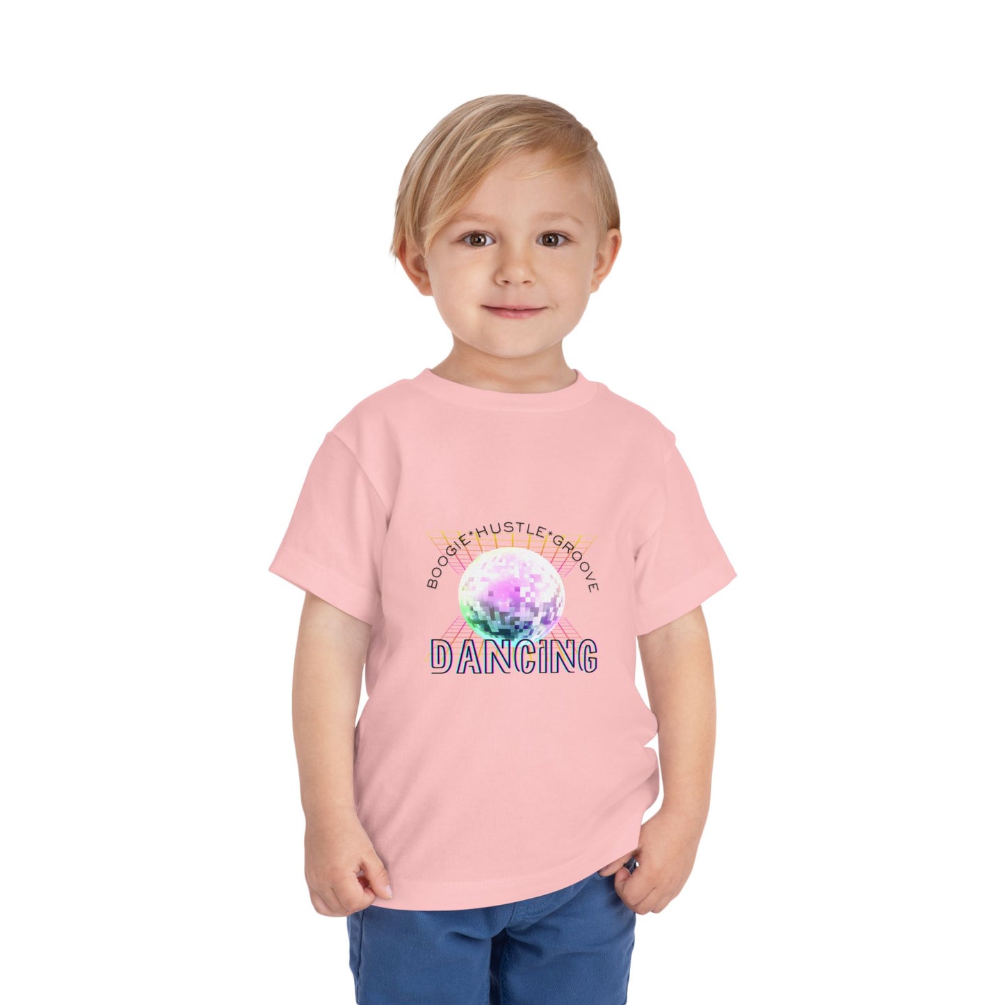 "Boogie, Hustle, Groove - Dancing" Streetwear Dance Graphic – Toddler Short Sleeve Tee