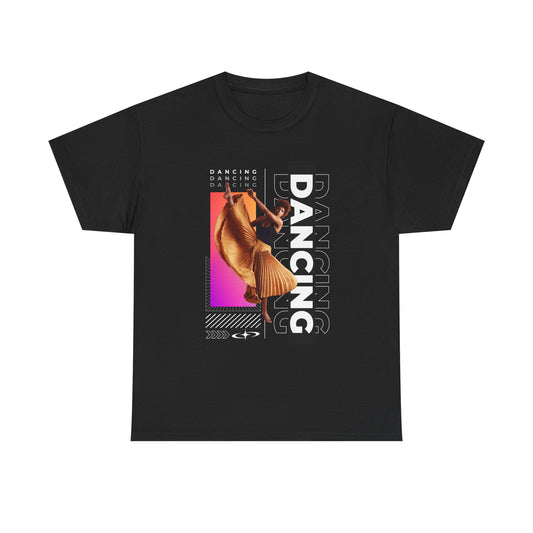 “Dancing” Streetwear-Inspired Female Dancer Unisex Heavy Cotton Tee – Urban Dance Graphic T-Shirt for Performers and Dance Lovers