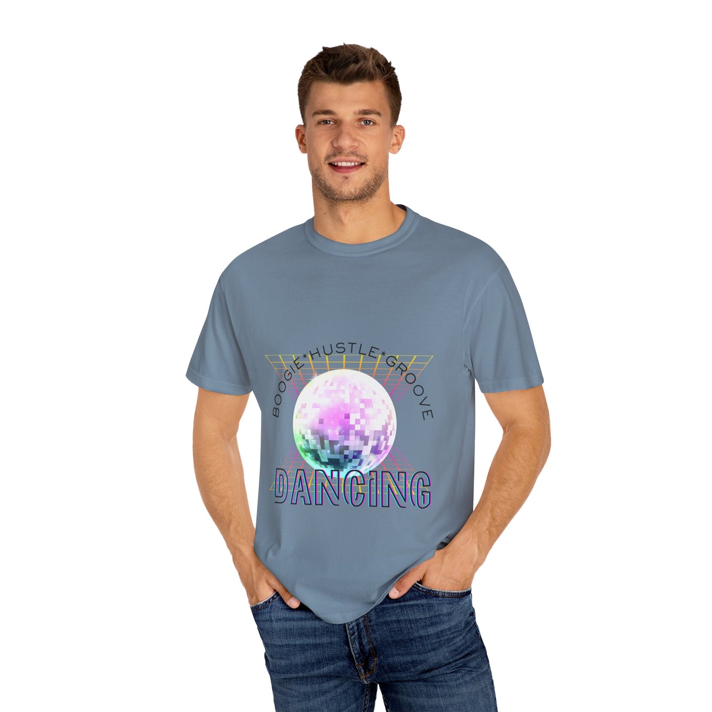"Boogie, Hustle, Groove - Dancing" Streetwear Dance Graphic – Unisex Garment-Dyed T-Shirt