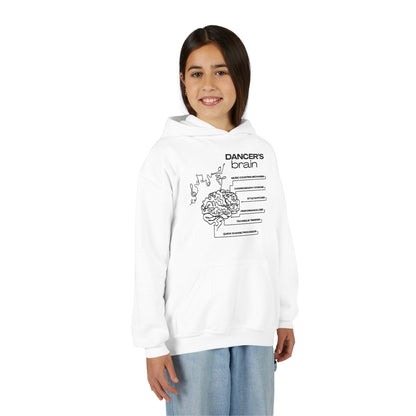 “Dancer’s Brain” Unisex Youth Hoodie with Funny Dance Brain Graphic – Personalized Dance Hoodie for Kids & Teens, Custom Name or Studio Option