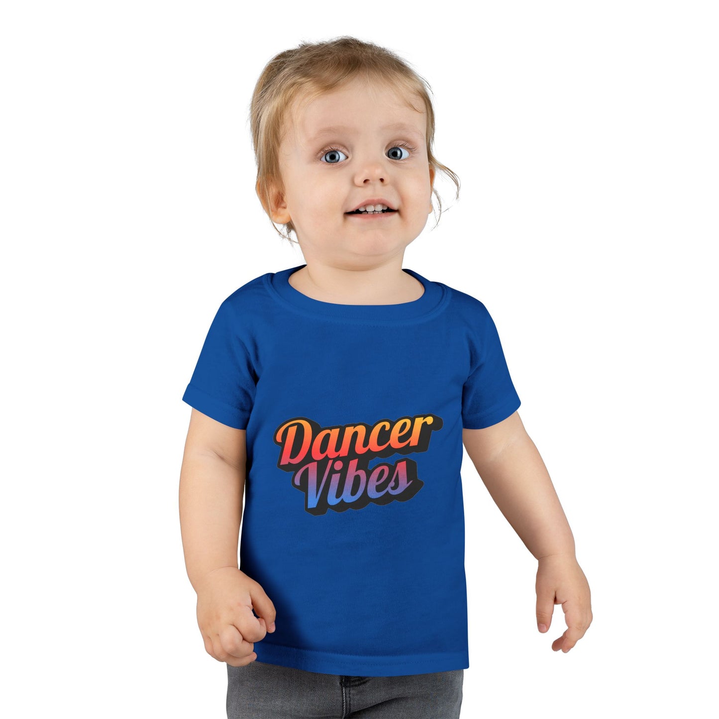 "Dancer Vibes" Toddler Dance T-Shirt – Colorful Text Graphic Short Sleeve Tee for Kids