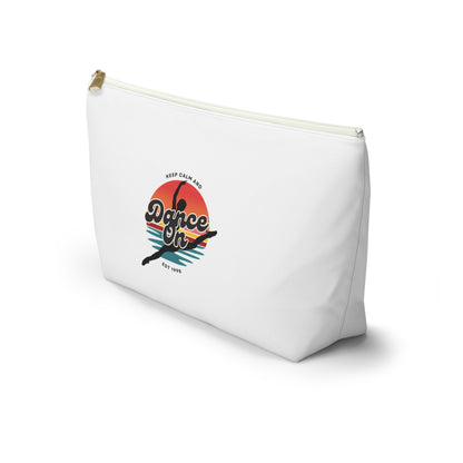 "Keep Calm and Dance On" Makeup Bag – Retro-Inspired Dance Graphic – Motivational Dance-Themed Zipper Pouch for Cosmetics, Accessories & Gifts