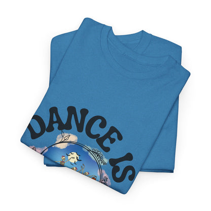 “Dance Is in My Bones” Halloween Dance T-Shirt with Dancing Skeletons Graphic - Unisex Heavy Cotton Tee