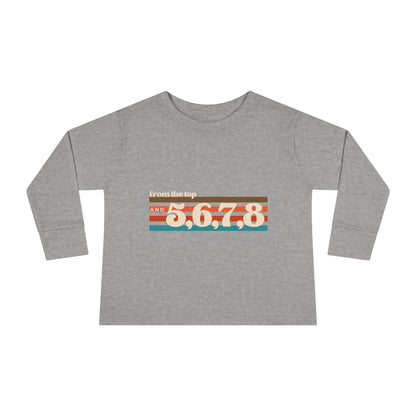 "From the Top and 5, 6, 7, 8" Toddler Dance T-Shirt – Retro Choreography-Inspired Long Sleeve Tee for Kids