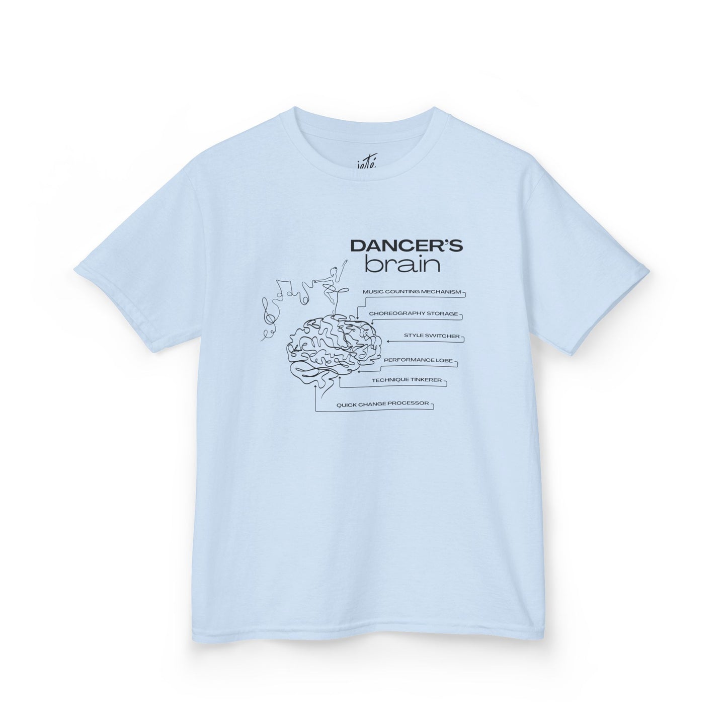 “Dancer’s Brain” Youth Short Sleeve Tee with Funny Dance Brain Graphic – Personalized Dance T-Shirt for Kids & Teens, Custom Name or Studio Option