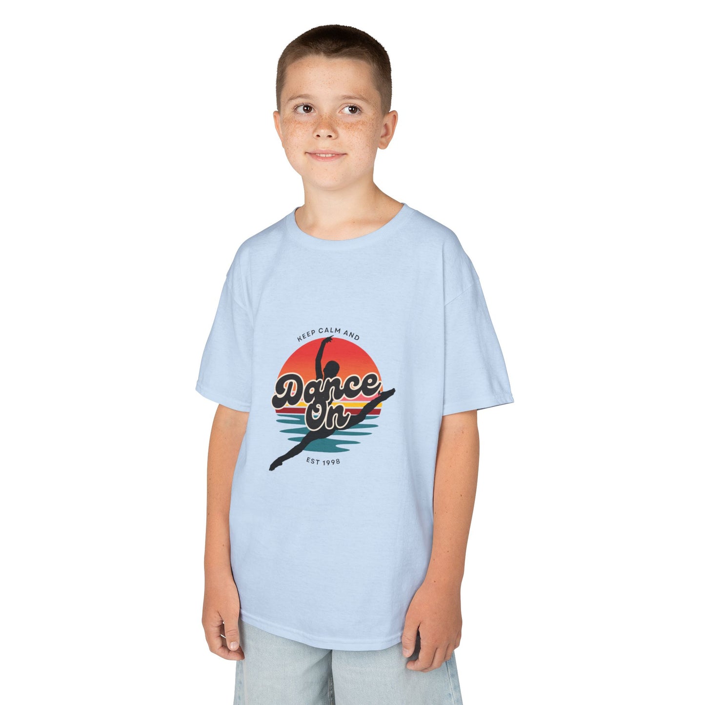 "Keep Calm and Dance On" Youth Short Sleeve Tee – Retro Graphic Dance Shirt for Kids and Young Performers
