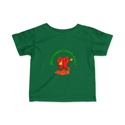 "What's a Pepper's Favorite Dance? Salsa!" Cute Dance-Themed Infant Fine Jersey Tee with Spicy Pepper Graphic – Funny Baby T-Shirt for Little Movers