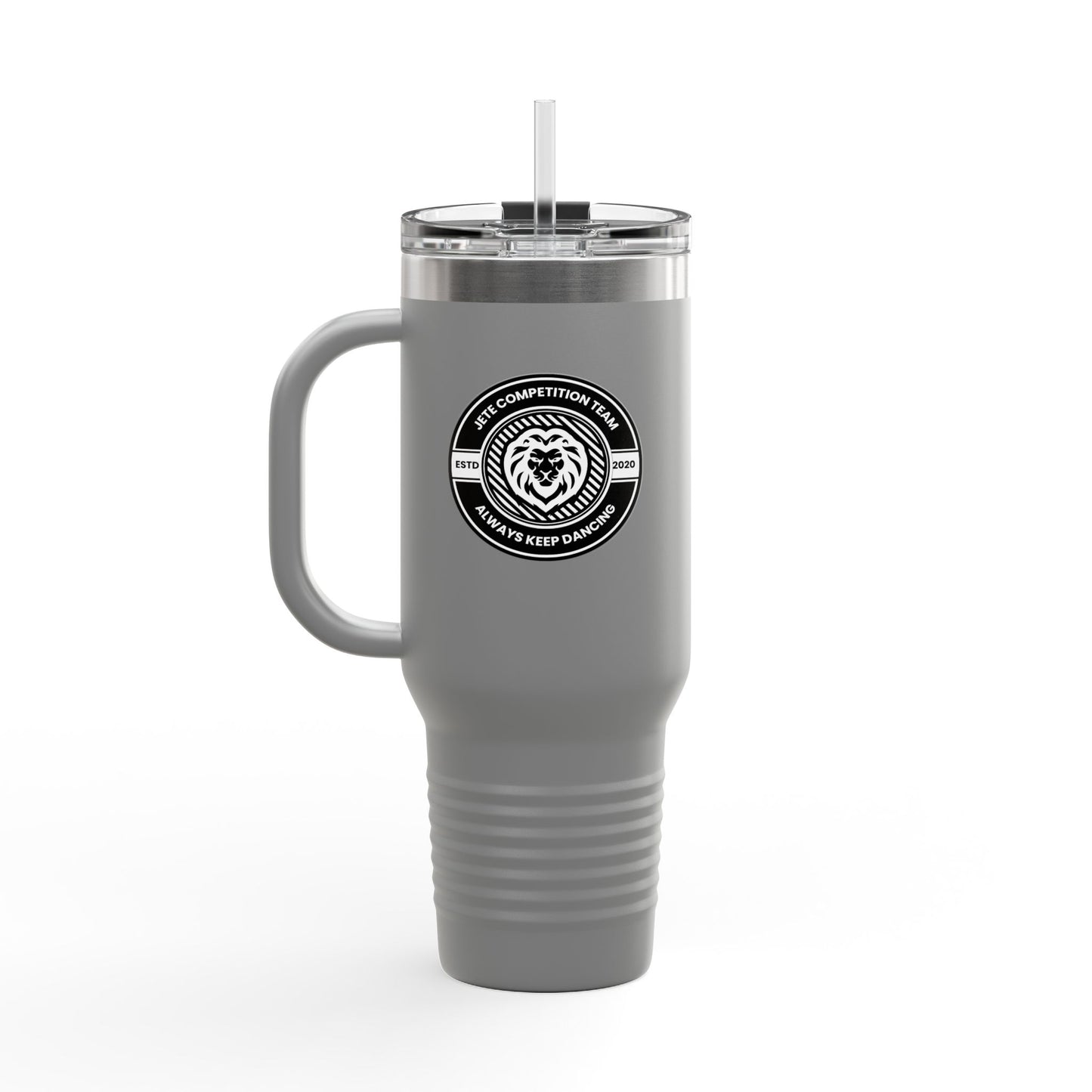 "Jeté Competition Team" 40oz Insulated Travel Mug – Collegiate Dance Emblem Tumbler with “Always Keep Dancing” Quote – Stainless Steel Travel Cup for Dancers, Coaches & Dance Moms