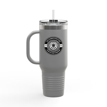 "Jeté Competition Team" 40oz Insulated Travel Mug – Collegiate Dance Emblem Tumbler with “Always Keep Dancing” Quote – Stainless Steel Travel Cup for Dancers, Coaches & Dance Moms