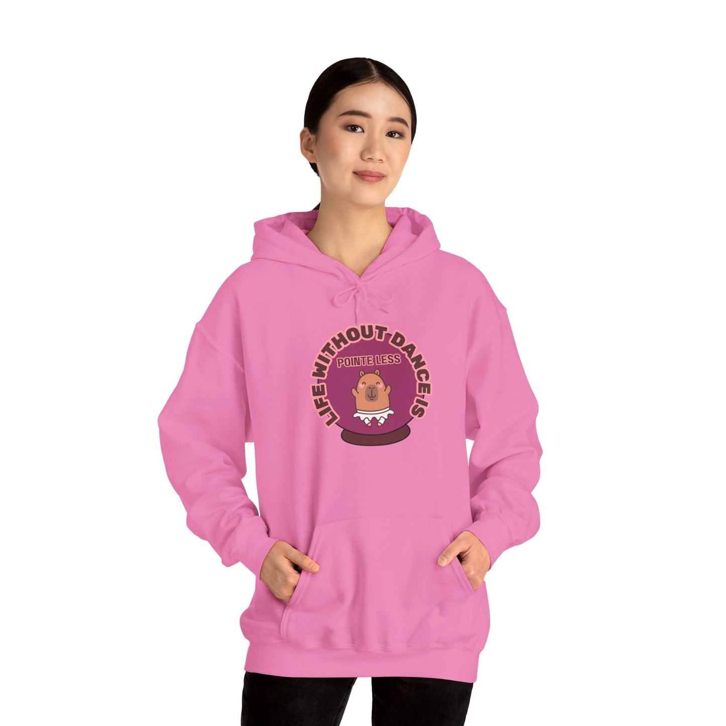 “Life Without Dance is Pointeless" Unisex Heavy Blend Hooded Sweatshirt – Cute Capybara Graphic Hoodie for Adults and Teens