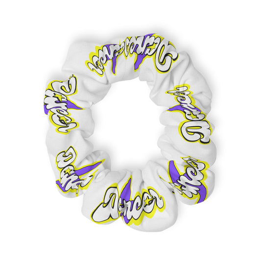 “Dancer” Scrunchie – Superhero-Inspired Dance Hair Accessory with Bold Graphic for Performers