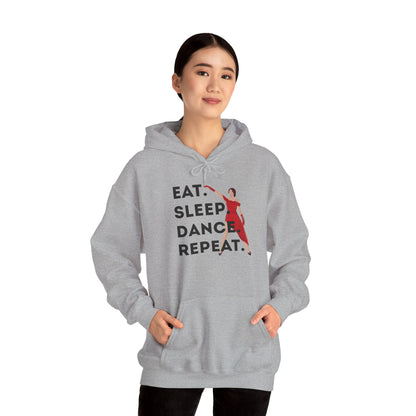 "Eat Sleep Dance Repeat" Unisex Dance Hoodie – Bold Graphic Sweatshirt for Dancers