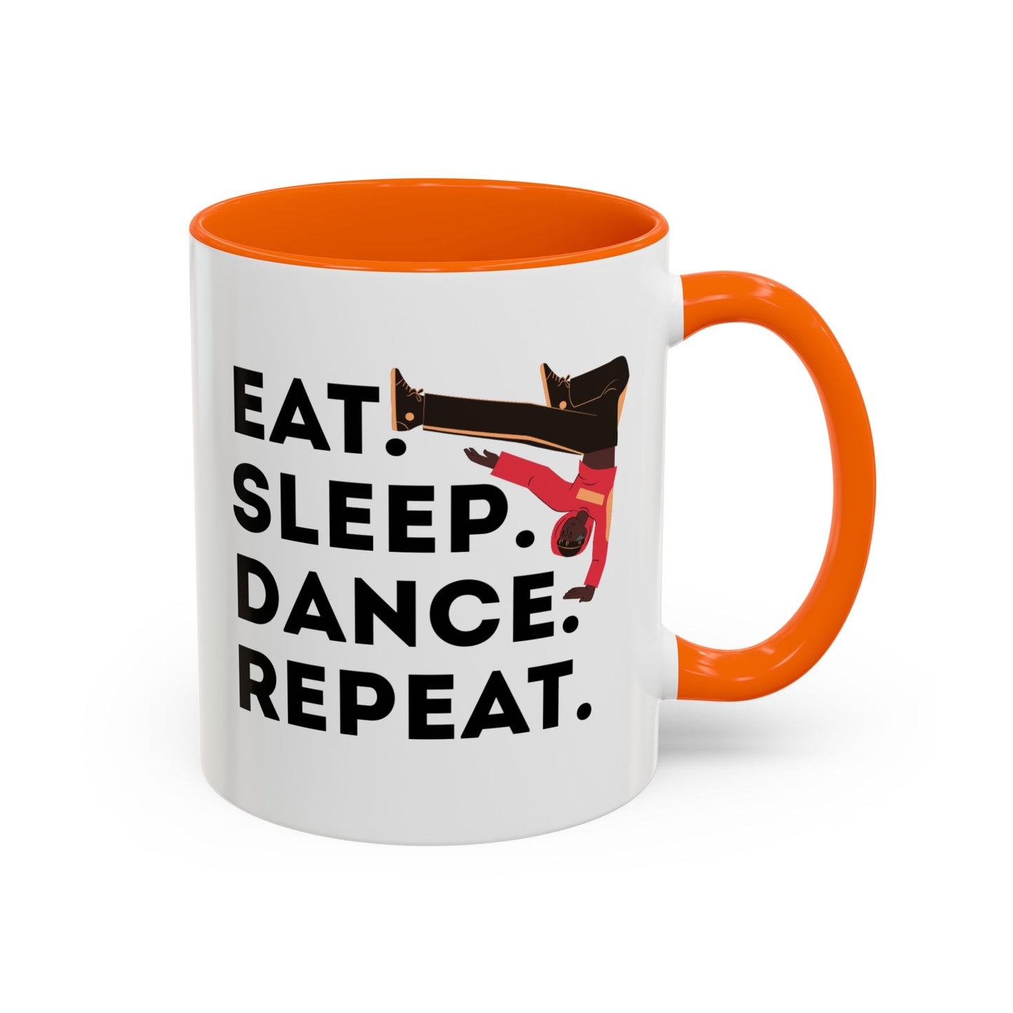 "Eat Sleep Dance Repeat" Accent Coffee Mug – Bold B-Boy Graphic Ceramic Mug for Hip Hop Dancers