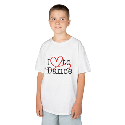"I Love to Dance" Youth Short Sleeve Tee – Hand-Drawn Heart Graphic Dance Lover T-Shirt
