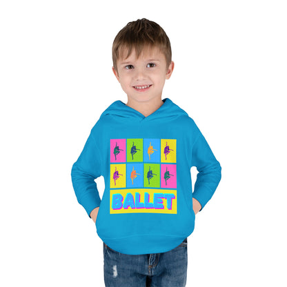 “Ballet" Toddler Pullover Hoodie – Pop Art Inspired Dance Graphic Sweatshirt with Ballet Dancer Design for Kids