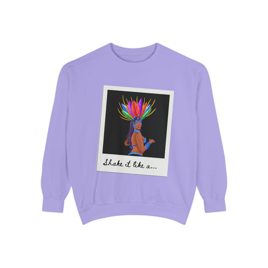 "Shake It Like a..." Unisex Lightweight Crewneck Sweatshirt – Carnival-Inspired Samba Dancer Graphic Pullover for Dance Lovers & Festival Vibes