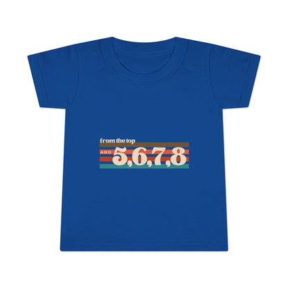 "From the Top and 5, 6, 7, 8" Toddler Dance T-Shirt – Retro Choreography-Inspired Short Sleeve Tee for Kids