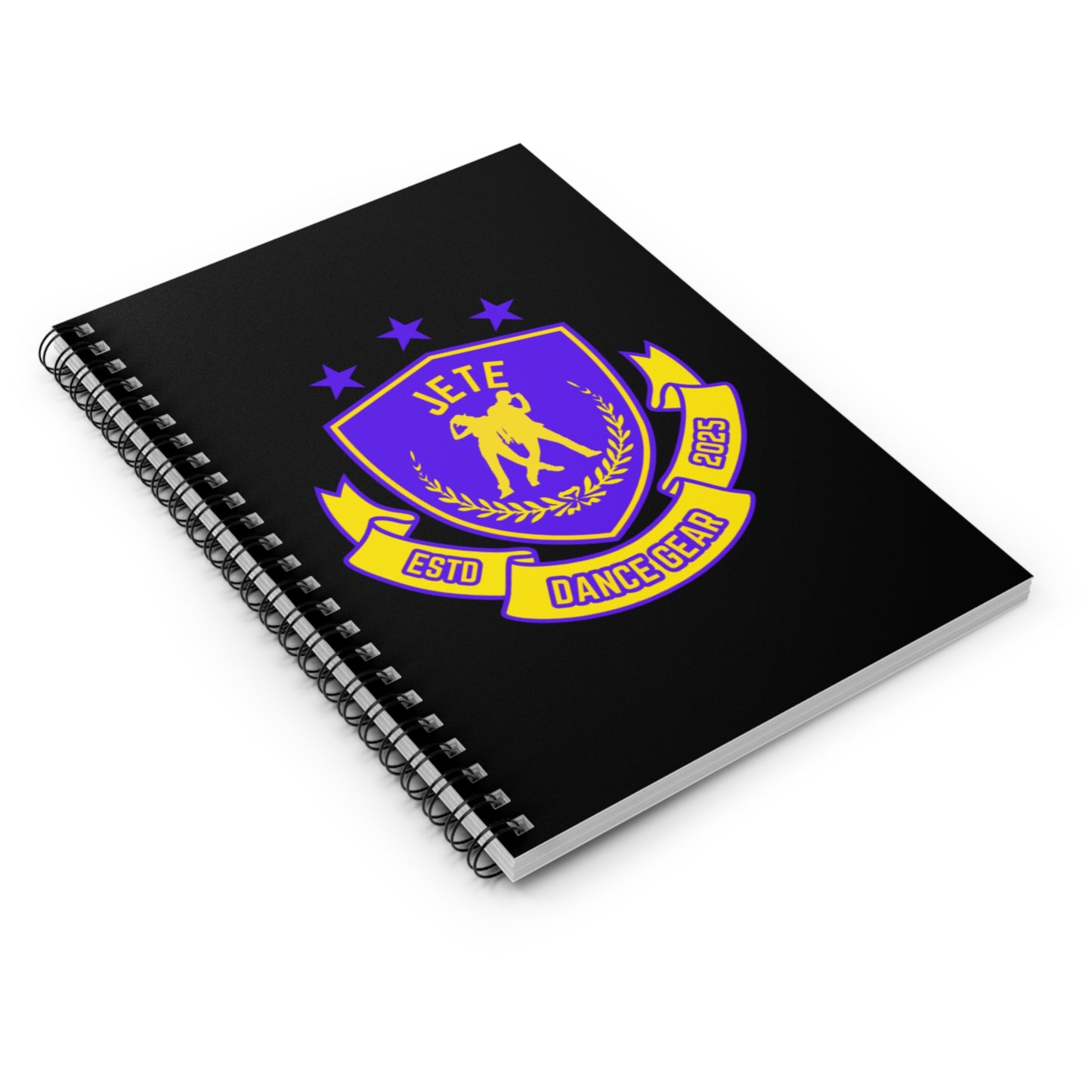 "Jeté Dance Gear" Spiral Notebook – Collegiate-Inspired Dance Journal with Colorful Graphic for Dancers, Students & Choreographers