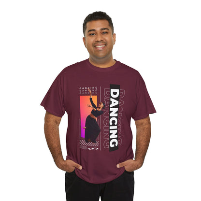 “Dancing” Streetwear-Inspired Female Dancer Unisex Heavy Cotton Tee – Urban Dance Graphic T-Shirt for Performers and Dance Lovers
