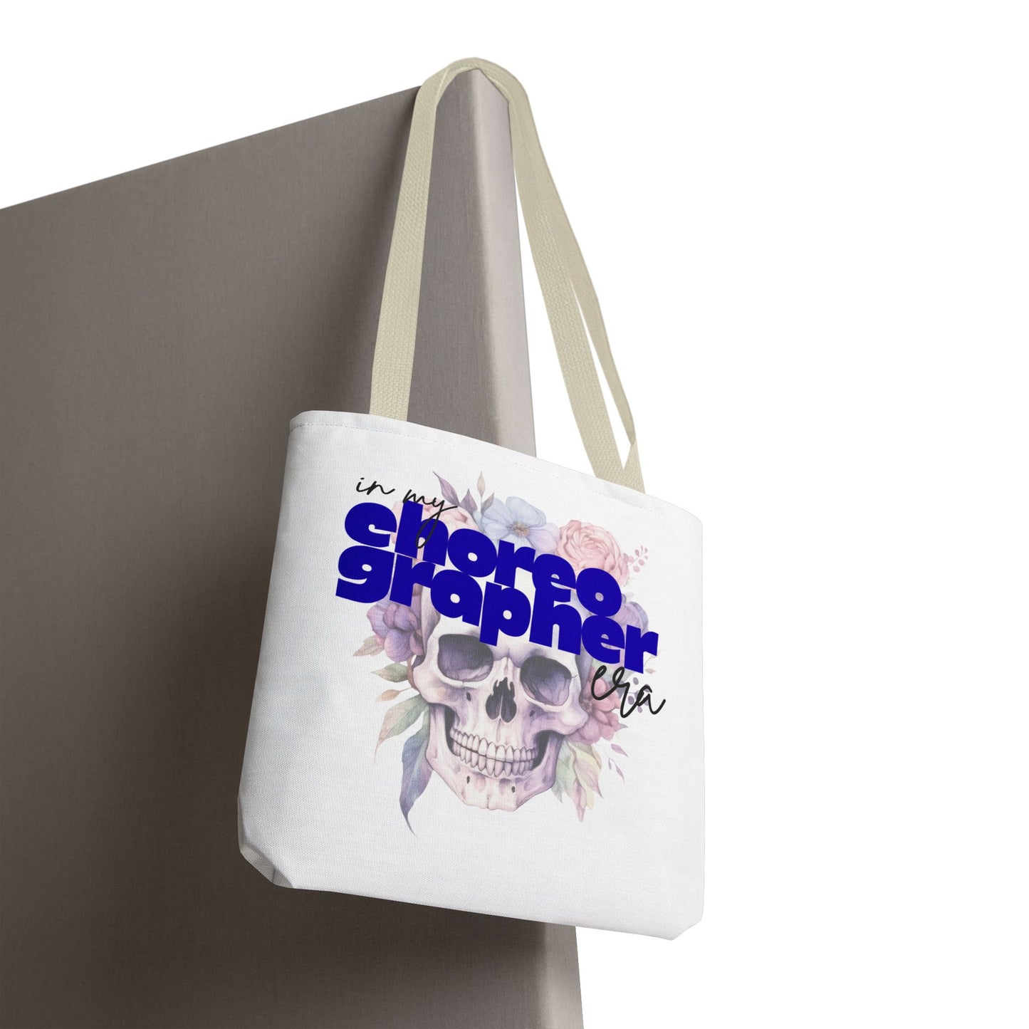 In My Choreographer Era Tote Bag with Colored Handles – Pastel Floral Skull Dance-Inspired Carryall