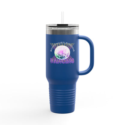 "Boogie, Hustle, Groove - Dancing" 40oz Insulated Travel Mug – Disco Dance Theme Stainless Steel Tumbler with Lid & Straw | Jeté Dance Shop