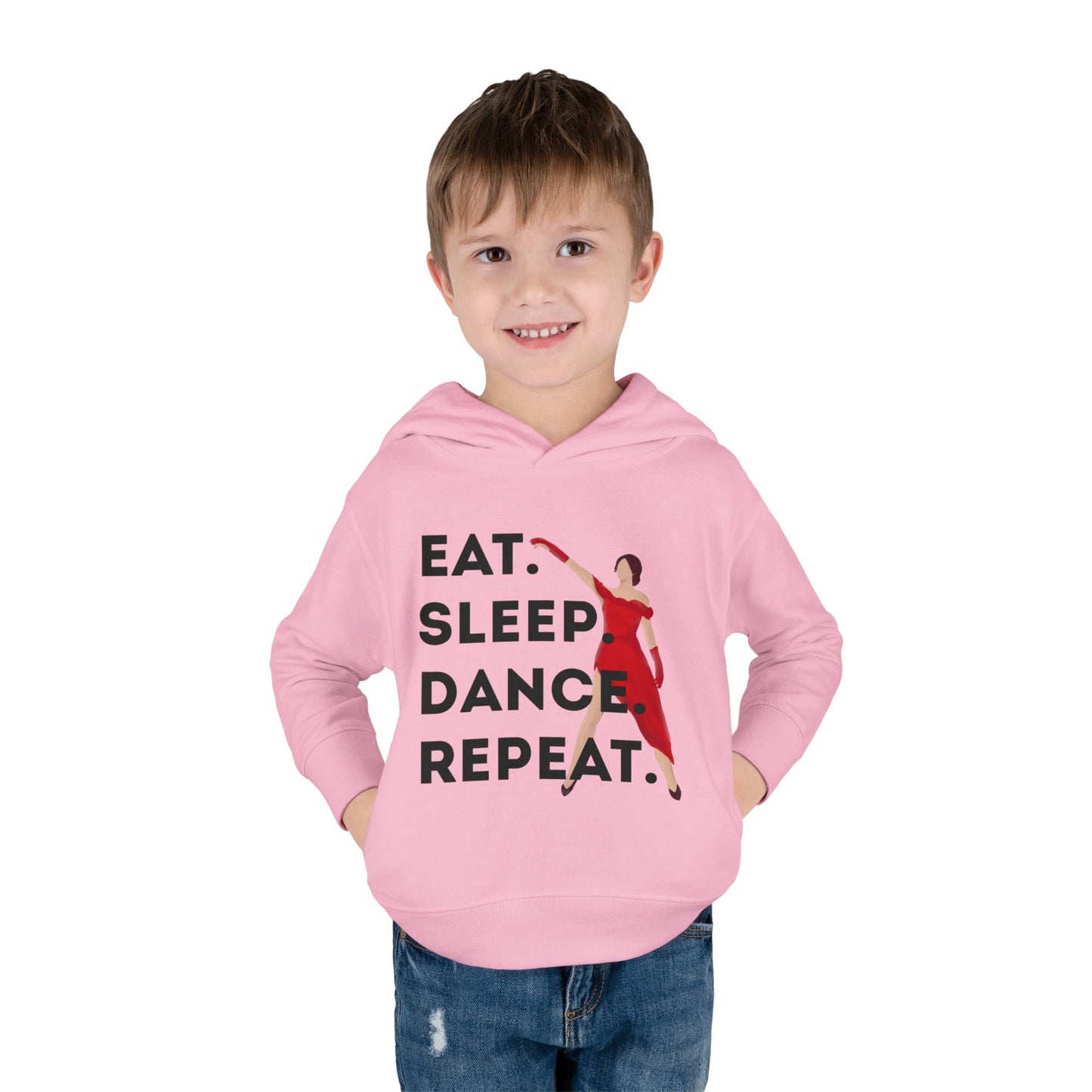 "Eat Sleep Dance Repeat" Toddler Dance Hoodie – Bold Dancer Graphic Fleece Pullover for Kids