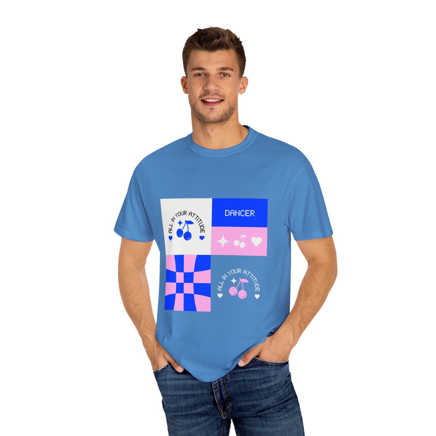 "Dancer, All in Your Attitude" Unisex Garment-Dyed T-Shirt – Bold Superhero-Style Graphic Tee – Empowering Dance Shirt for Performers