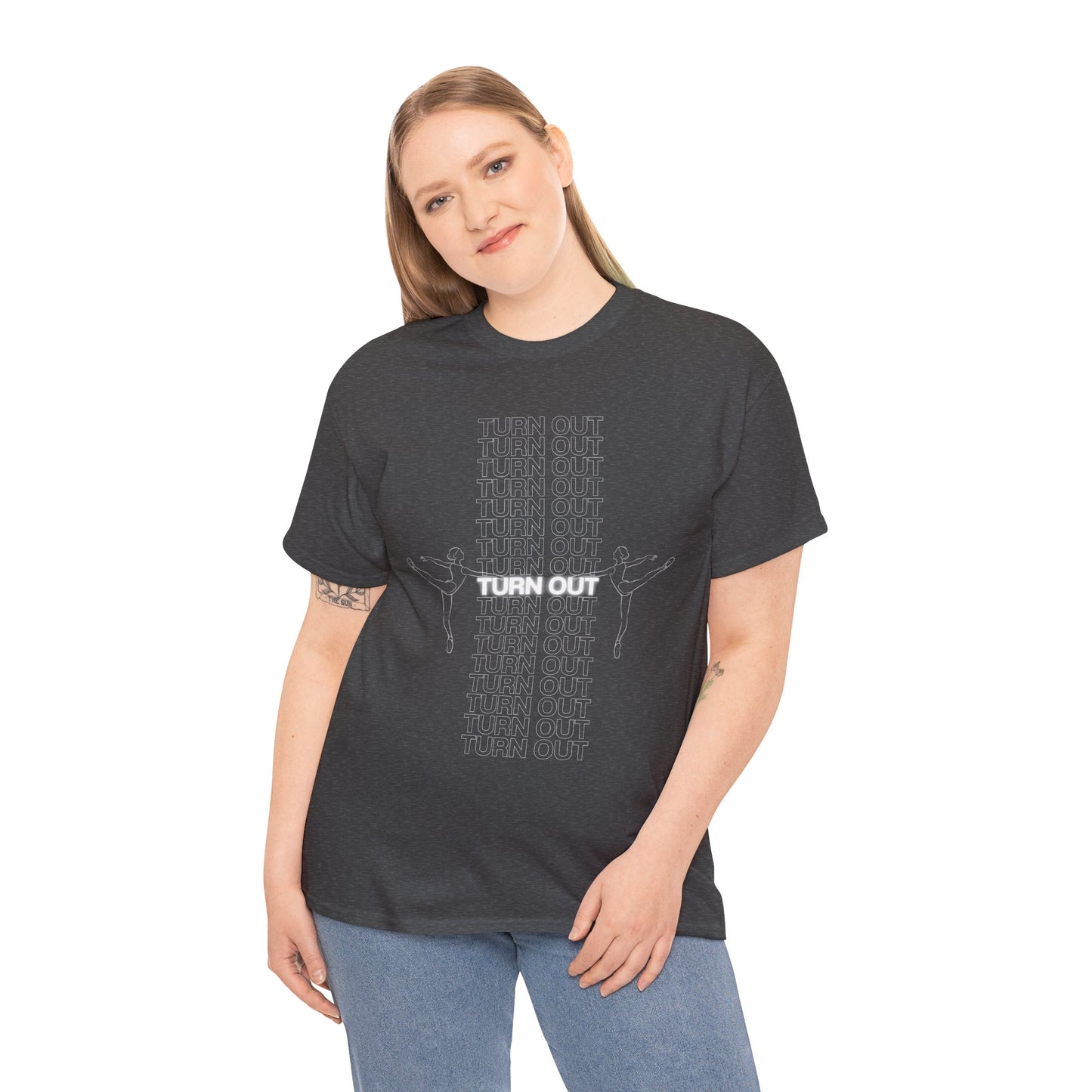 "Turn Out" Ballerina Graphic Unisex Heavy Cotton Tee – Ballet Dance T-Shirt for Dancers & Dance Enthusiasts
