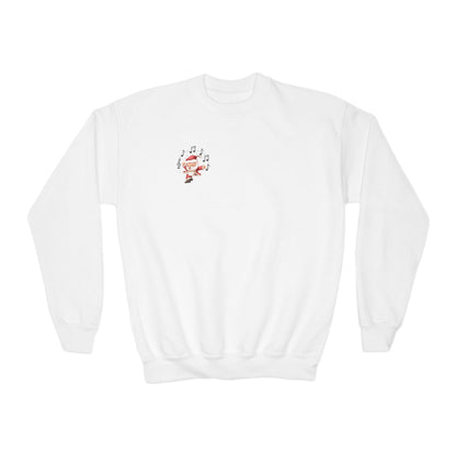 “5-eee and a 6-eee and a Ho, Ho, Ho” YOUTH SWEATSHIRT Crewneck with Playful Dancing Santa Front & Back – Festive Christmas Dance Sweatshirt for Dancers & Studios