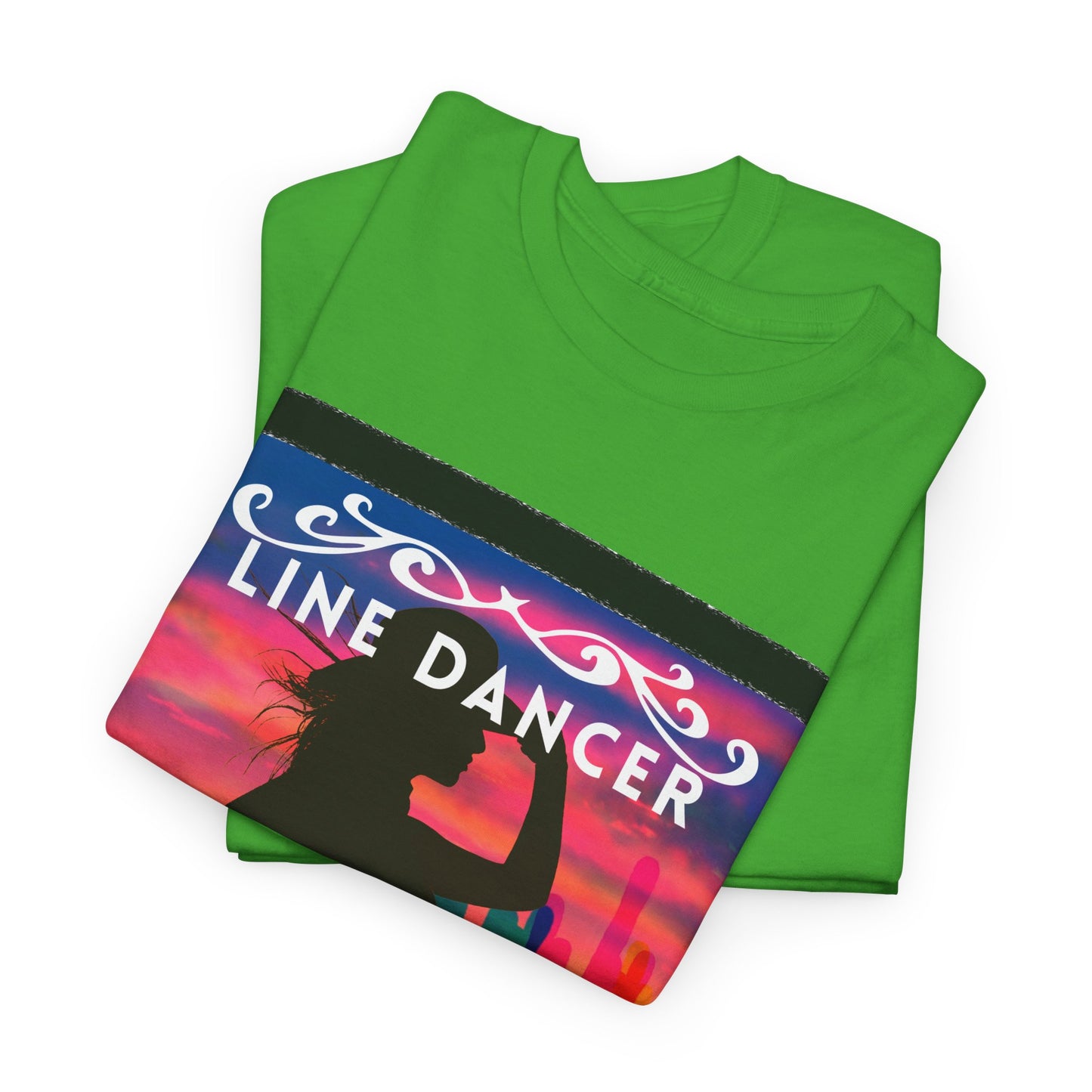 "Line Dancer" Unisex Heavy Cotton T-Shirt – Western Country Dance Graphic Tee – 'Get Your Boots in Line' Cowboy-Inspired Shirt