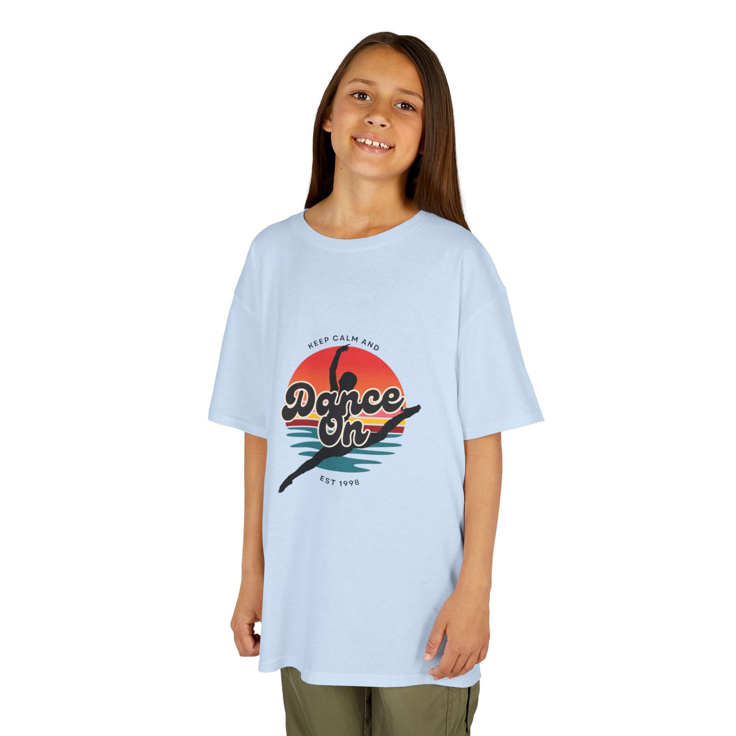 "Keep Calm and Dance On" Youth Short Sleeve Tee – Retro Graphic Dance Shirt for Kids and Young Performers