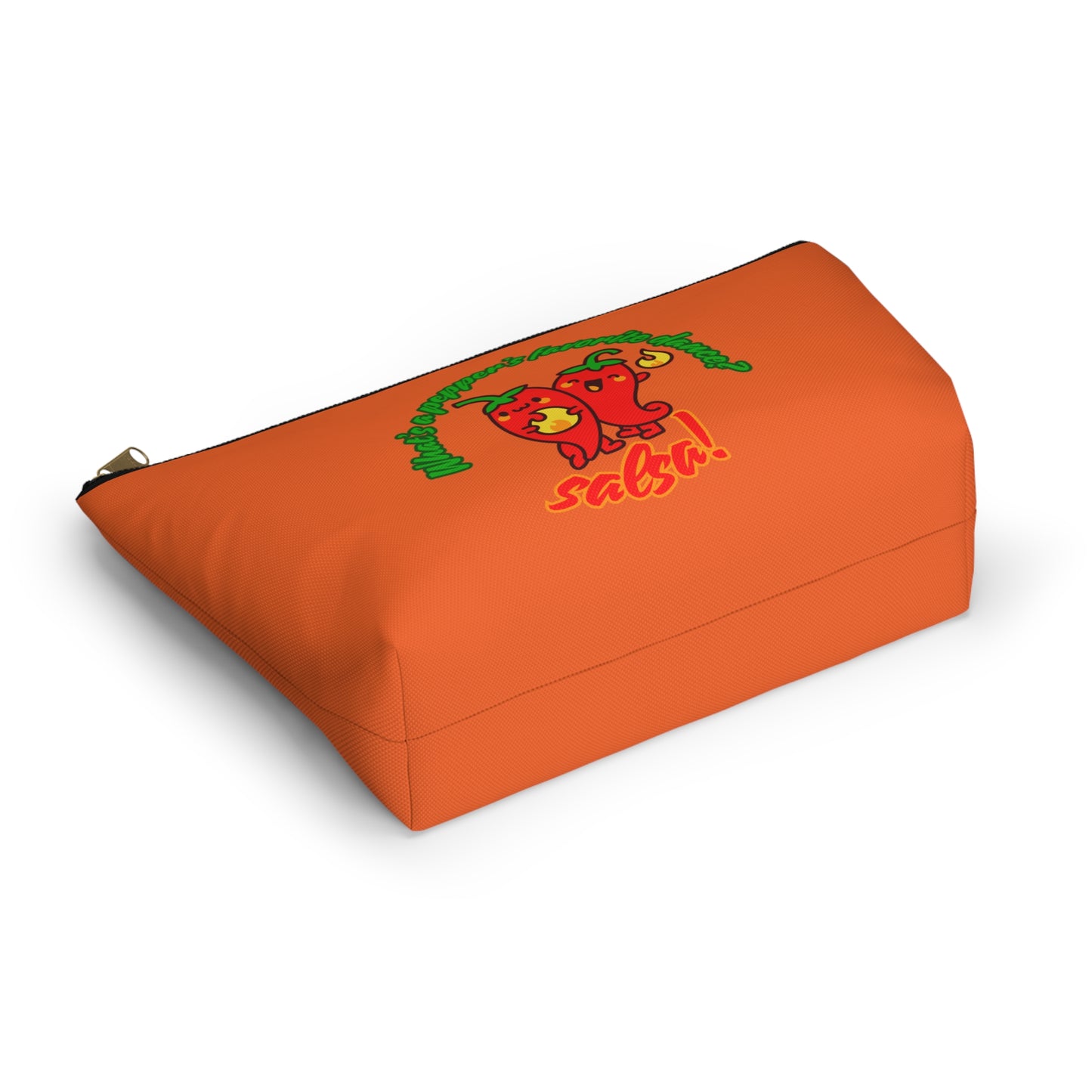 "What’s a Pepper’s Favorite Dance? Salsa!" Makeup Bag – Funny Dance Pun with Colorful Pepper Graphic – Cute Zipper Pouch for Cosmetics, Accessories & Gifts