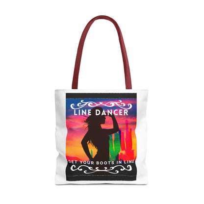 "Line Dancer, Boots on the Ground” Canvas Tote Bag – Cowgirl Graphic | Western Dance Bag for Country Lovers & Line Dancing Fans