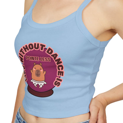 "Life Without Dance is Pointeless" Capybara Tank – Women's Spaghetti Strap Dance Top with Cute Animal Graphic