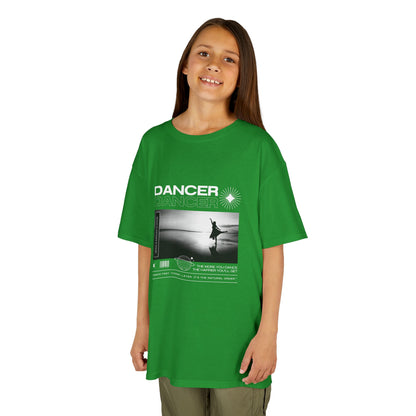 "Dancer" Arabesque on the Beach – Youth Short Sleeve Dance Tee in Streetwear-Inspired Style