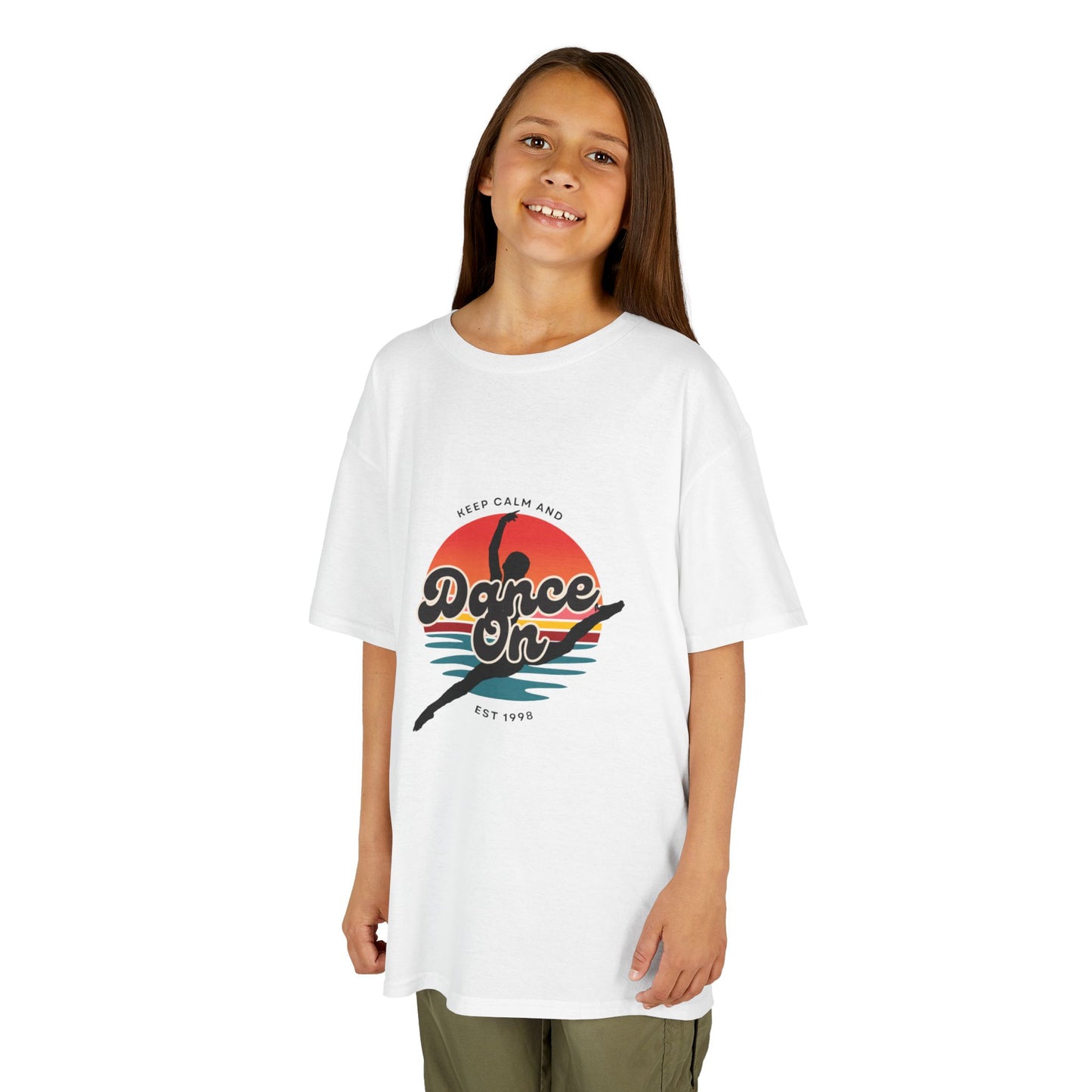 "Keep Calm and Dance On" Youth Short Sleeve Tee – Retro Graphic Dance Shirt for Kids and Young Performers