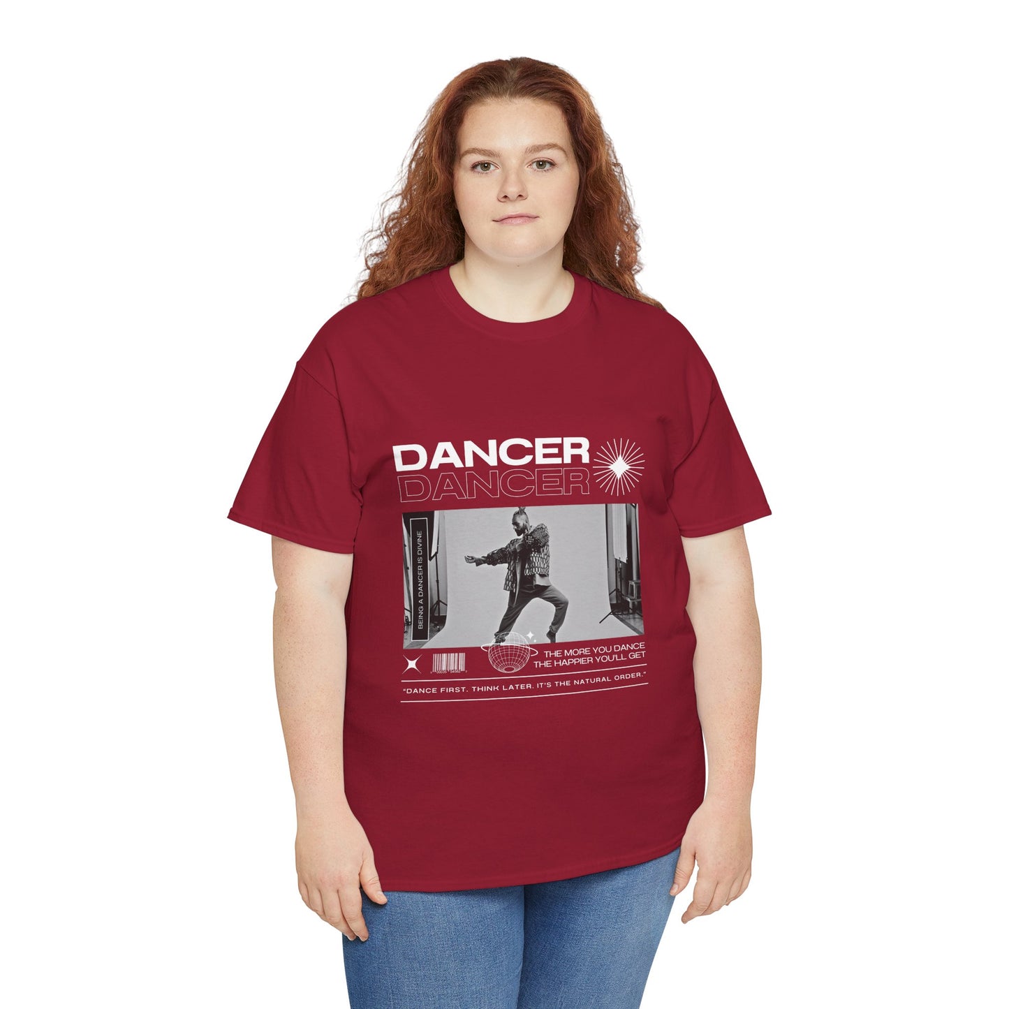 "Dancer "Jazz Pose Unisex Heavy Cotton Tee – Streetwear-Inspired Jazz Dance Graphic T-Shirt for Performers