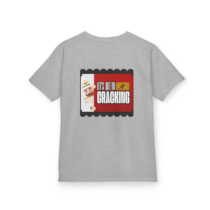 “Let’s Get to Cracking” YOUTH Back Print Tee + Nutcracker 2025 Front – Youth T-shirt | Ballet Holiday Dance Tee