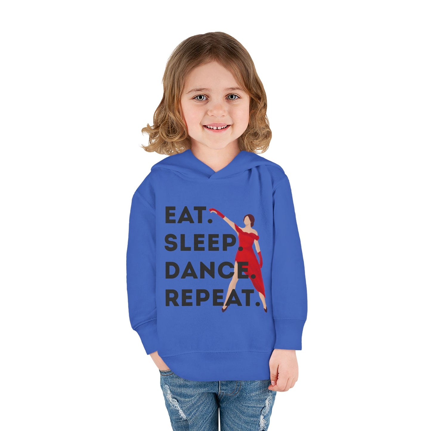 "Eat Sleep Dance Repeat" Toddler Dance Hoodie – Bold Dancer Graphic Fleece Pullover for Kids