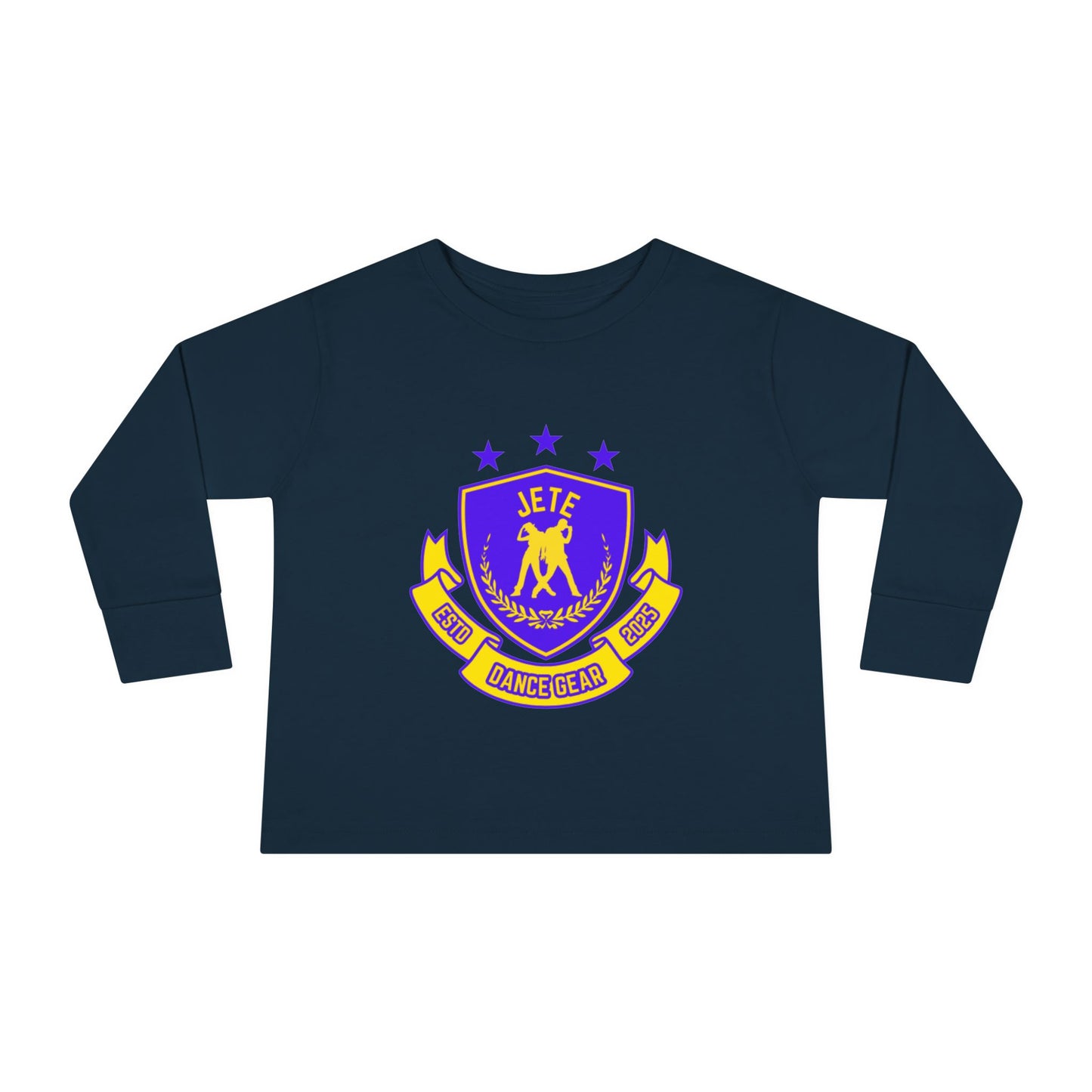 "Jeté Dance Gear" Toddler Dance T-Shirt – Collegiate-Inspired Dancer Graphic Long Sleeve Tee for Kids
